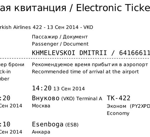 Как читать электронный и бумажный билет на самолет